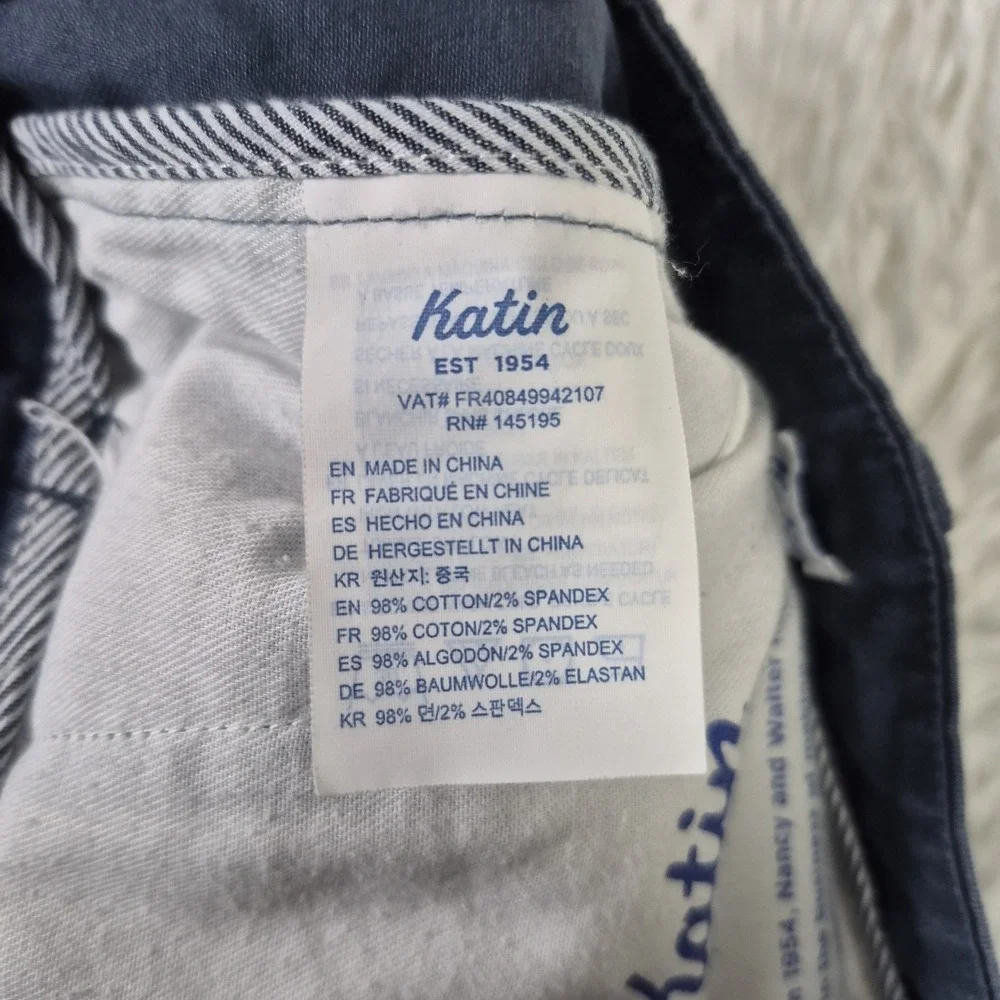 Katin Court Shorts Mens 30 Slate Blue Grey Cotton Stretch Chino Walking Shorts